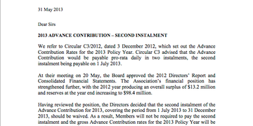 C1 2013 - 2013 Advance Contribution - Second Instalment