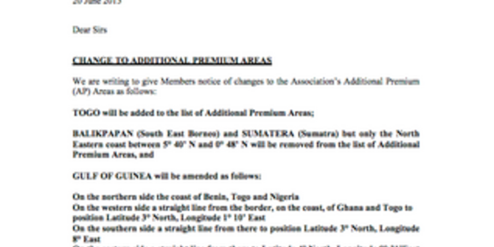 C2 2013 - AP Area Changes - Togo, Balikpapan, Sumatera, Gulf of Guinea