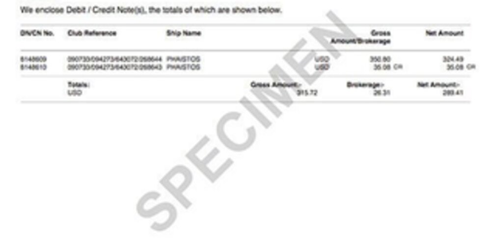 Debit/Credit Note Summary