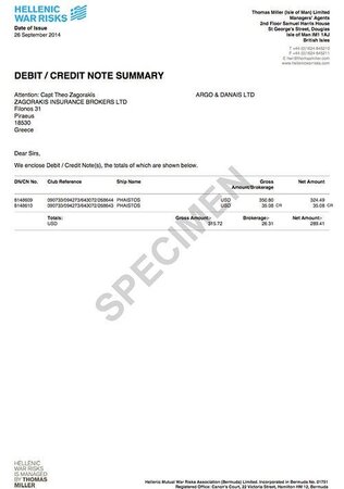 Debit/Credit Note Summary