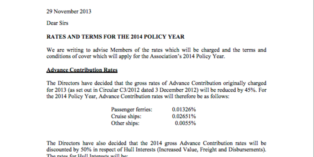 C3 2013 - Rates and Terms for the 2014 Policy Year