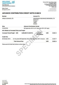 Brokerage/commission credit note
