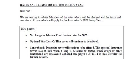 C2 2021 - Rates and Terms for the 2022 Policy Year