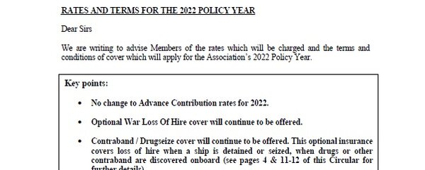 C2 2021 - Rates and Terms for the 2022 Policy Year